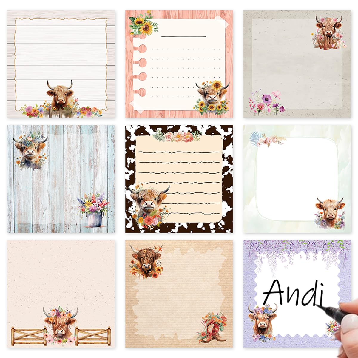 Frog Sticky Notes 3x3 Cute Animal Stationery 9-Pack