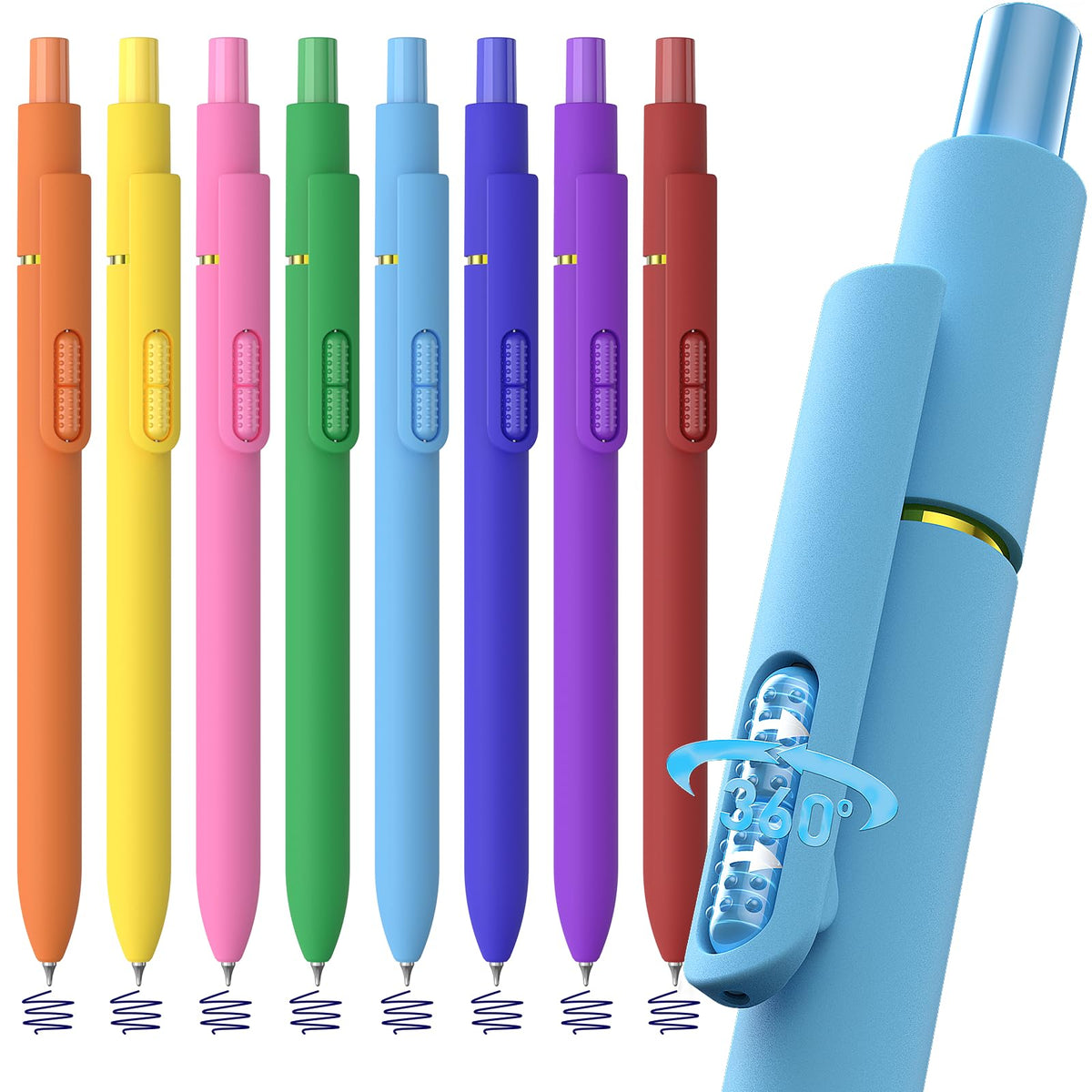 Hiacry 8 Pack Colored Gel Pens - 0.7mm Fine Point Colorful Ink Fidget Pens