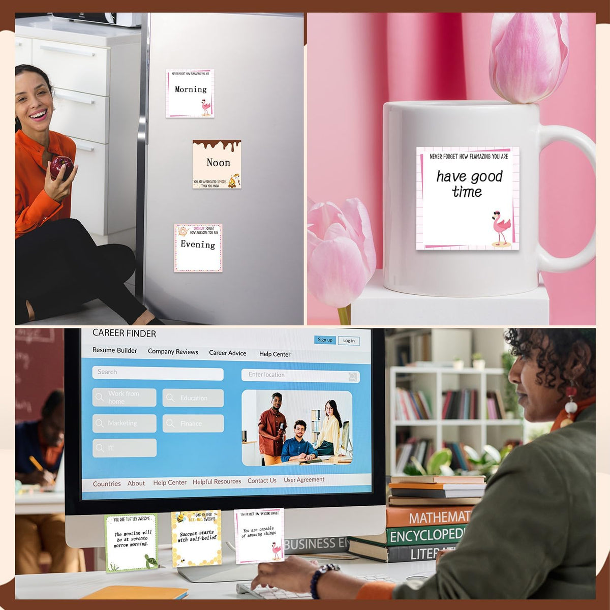 Inspirational Sticky Notes 3x3 Gifts for Positive People 9-Pack
