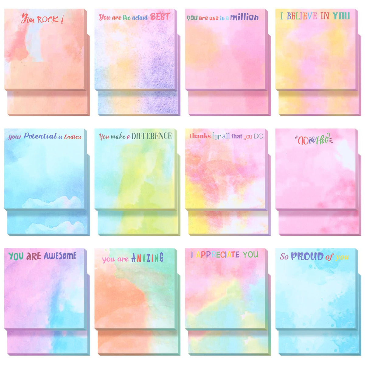 Yinder 24 Pcs Inspirational Sticky Notes Gifts, Appreciation, Multicolor