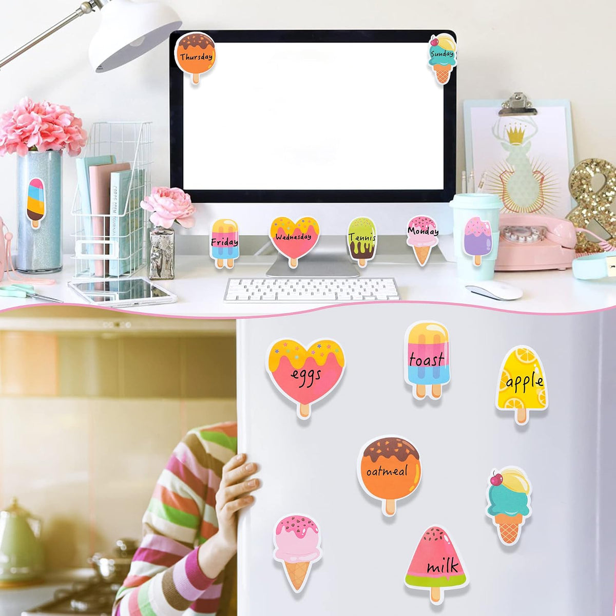 Xqumoi 30 Pack Ice Cream Sticky Notes Summer Office School Class Supplies