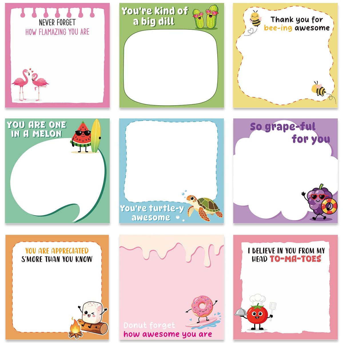 Pink Blue Aesthetic Sticky Notes 3x3 Gifts for Students 9-Pack