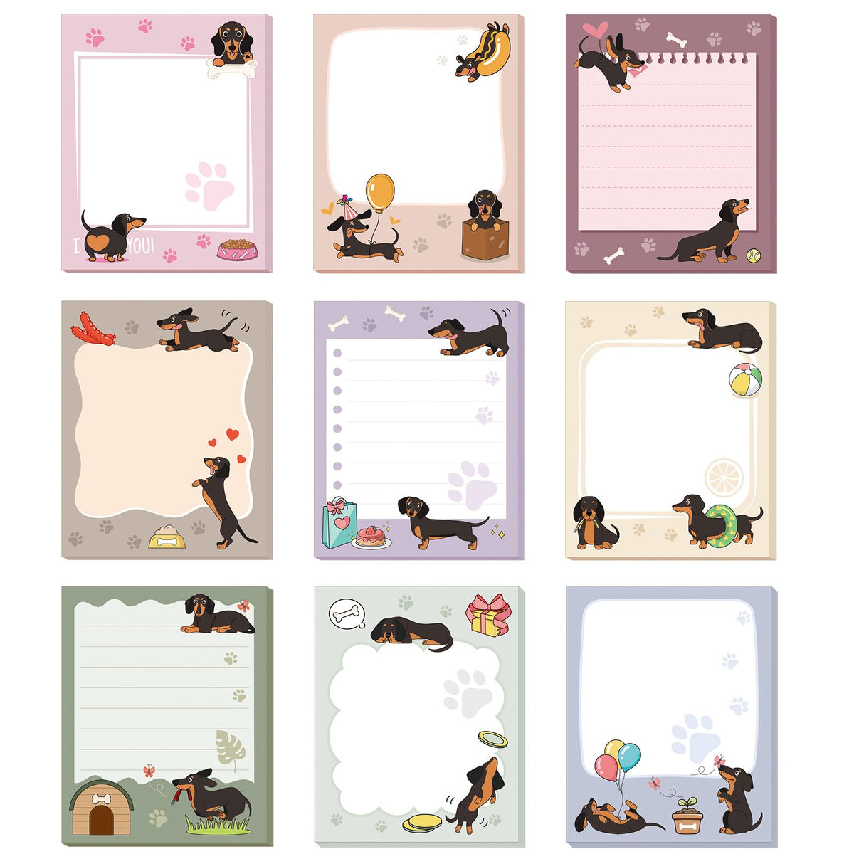 Sabary 9 Pads Cute Sticky Notes 3.15 x 3.94 Inch for School