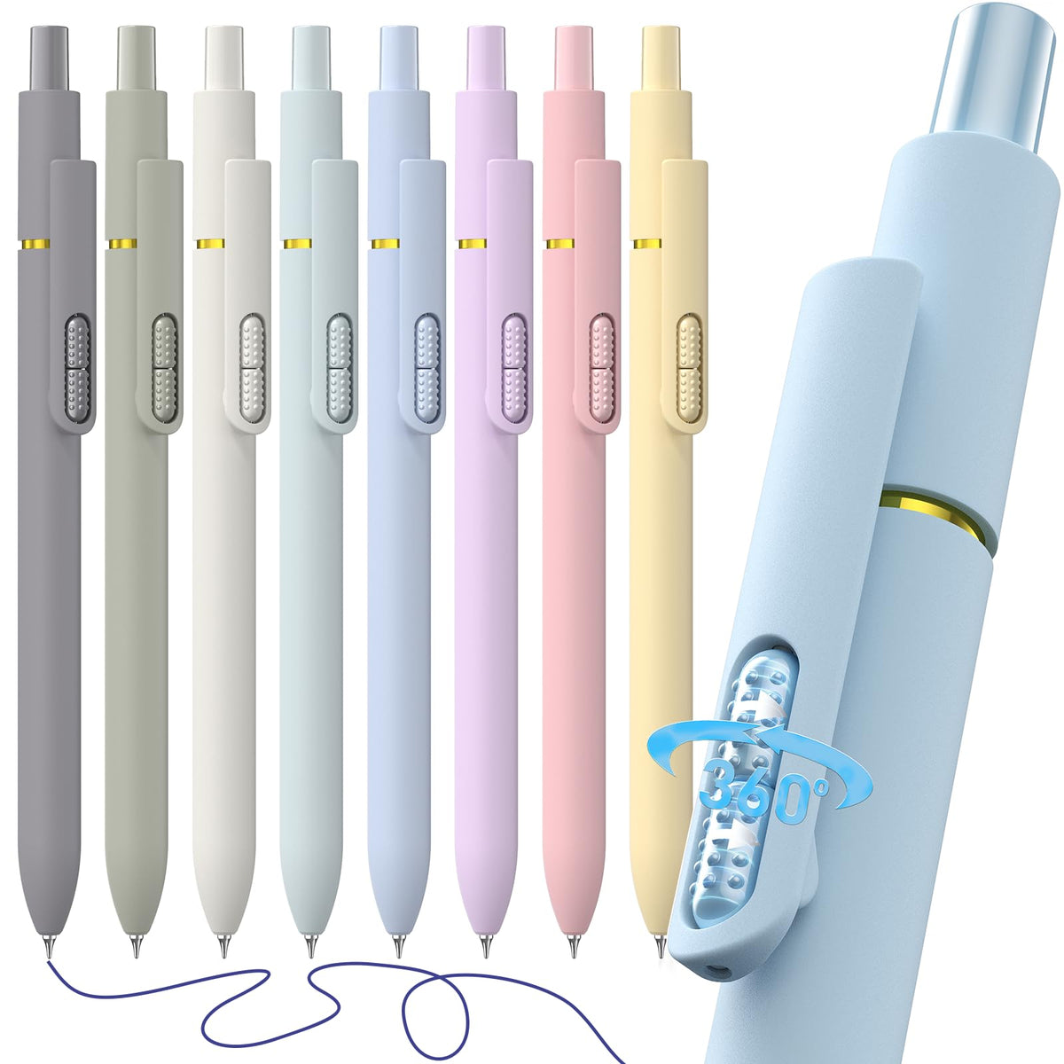 Hiacry 8 Pack Colored Gel Pens - 0.7mm Fine Point Colorful Ink Fidget Pens