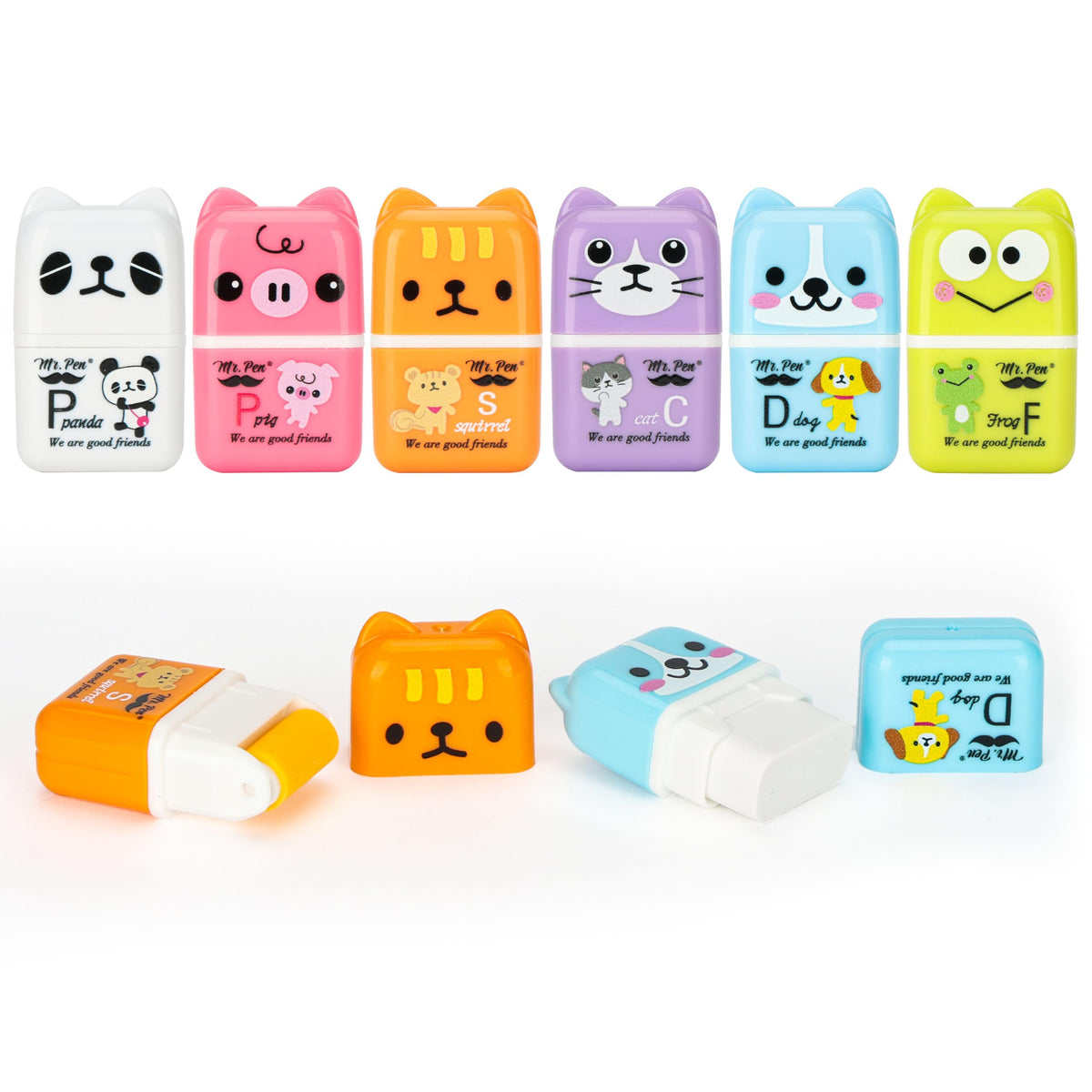 Mr. Pen- Cute Animal Eraser with Clean Up Roller and Cover, 6 Pack, Latex-Free, Rubber Pencil Erasers with Collector Rollers for Teens & Kids, Teacher, Classroom, School Supplies, Party Favor