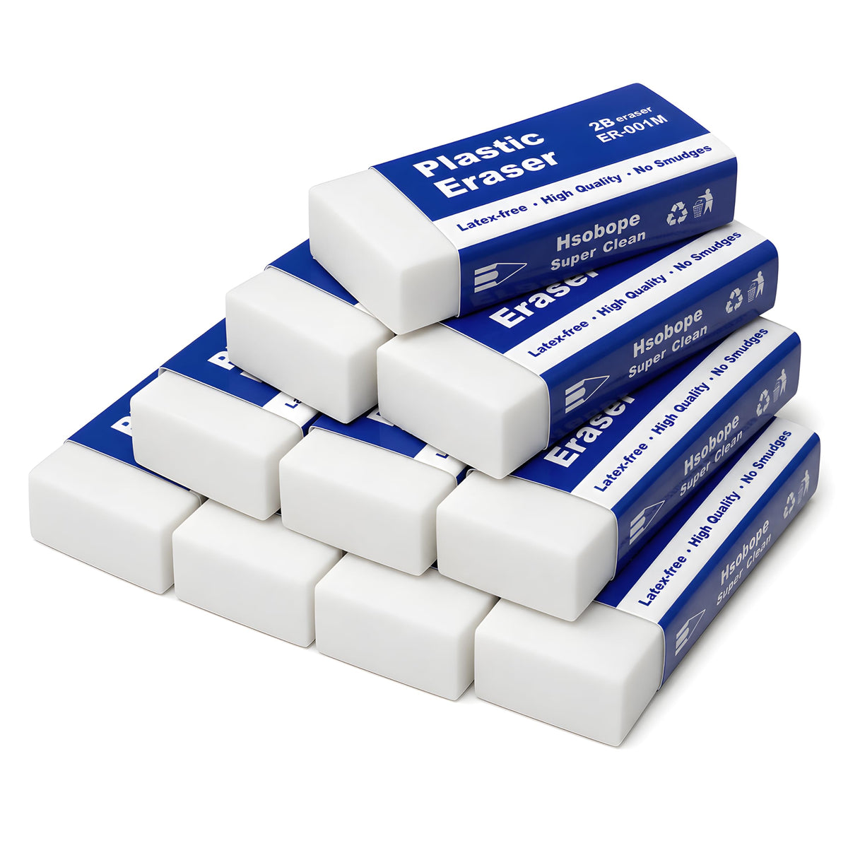 Eraser, Large, White, 10 Pack | Block Erasers for School Office, Art Eraser for Drawing