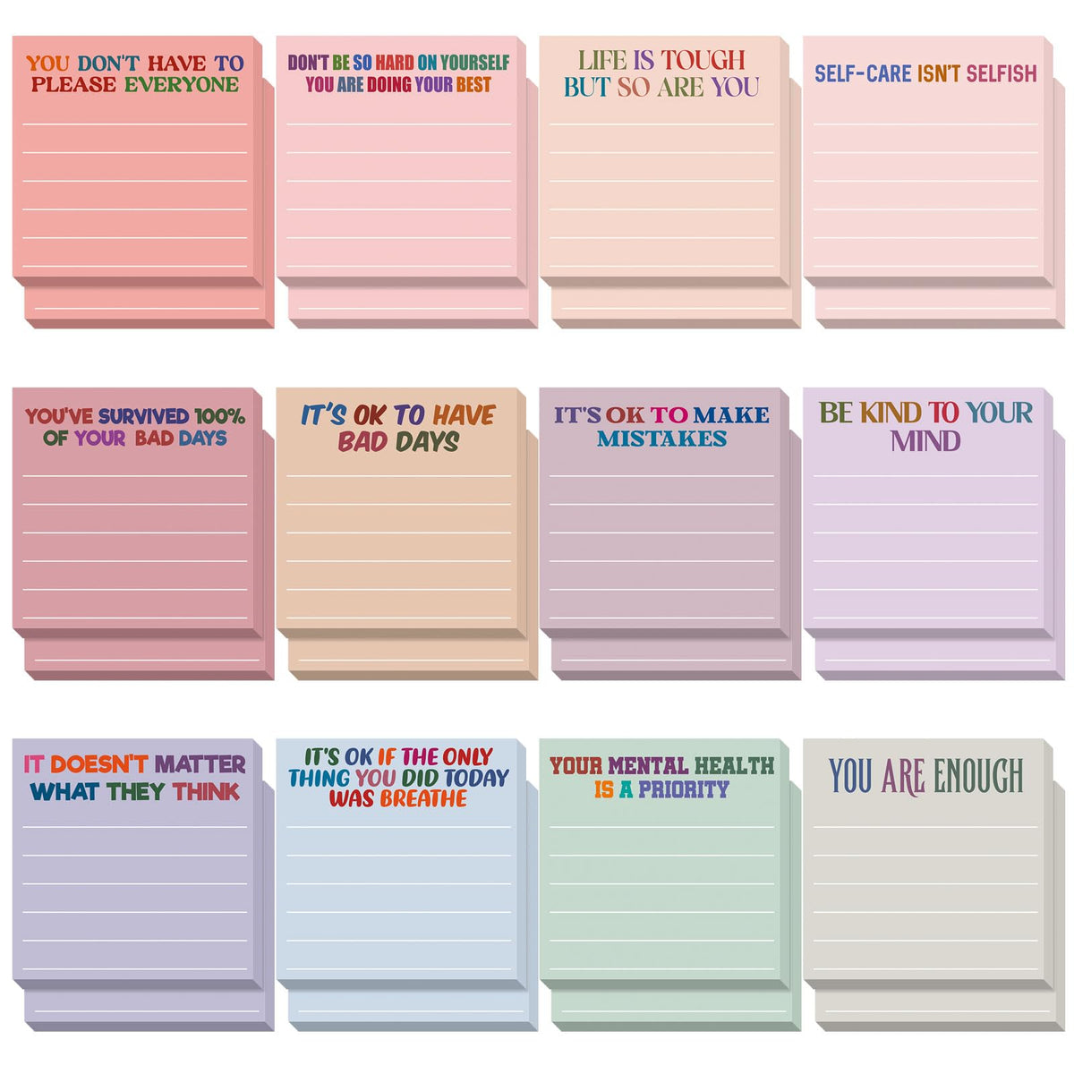 Yinder 24 Pcs Inspirational Sticky Notes Gifts, Appreciation, Multicolor