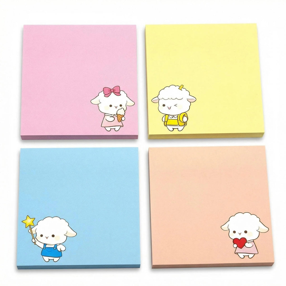 Cute Kawaii Bunny Sticky Notes 3x3 Inch 4 Pads 80 Sheets Memo Pads
