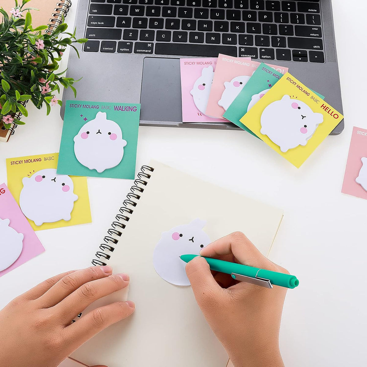 cobee Cute Animal Self Stick Notes,8 Pack Kawaii Rabbit Sticky Notes Pad Cartoon Memo Pads Markers Flags Students Home Office Roommates Gifts Tab Supplies 160 Sheets