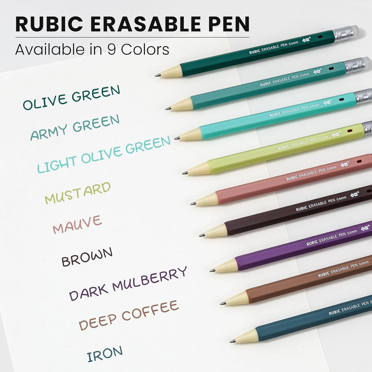 RUBIC 0.6mm Erasable Pens 9 Forest Reverie, School & Planner