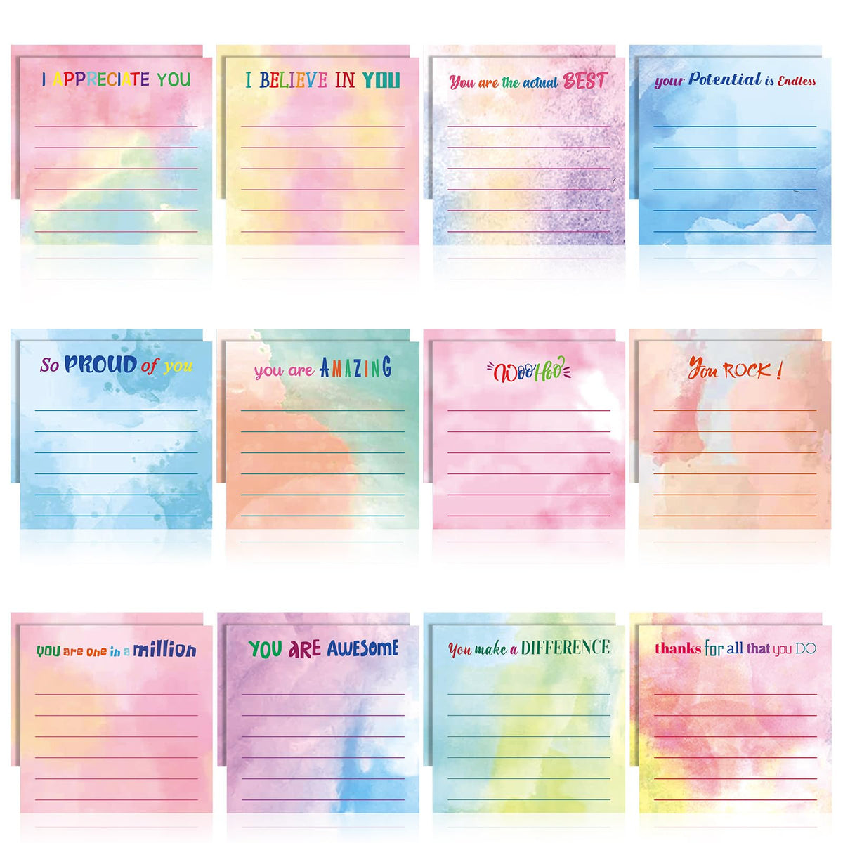 Yinder 24 Pcs Inspirational Sticky Notes Gifts, Appreciation, Multicolor