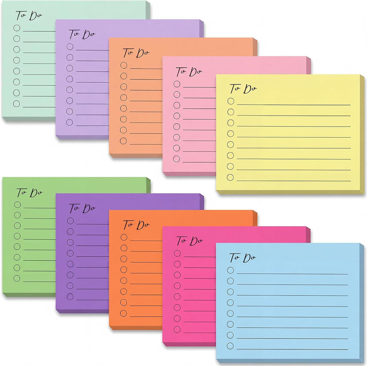 10 Pack to Do List Lined Sticky Notes 3x4 Inch 500 Sheets