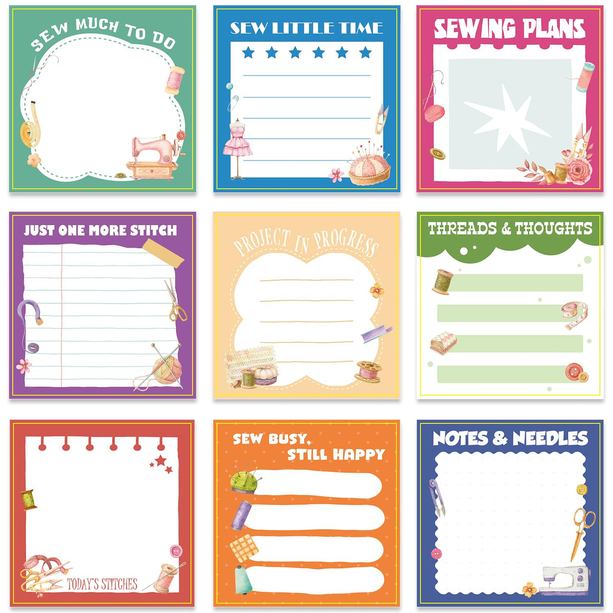 Pink Blue Aesthetic Sticky Notes 3x3 Gifts for Students 9-Pack