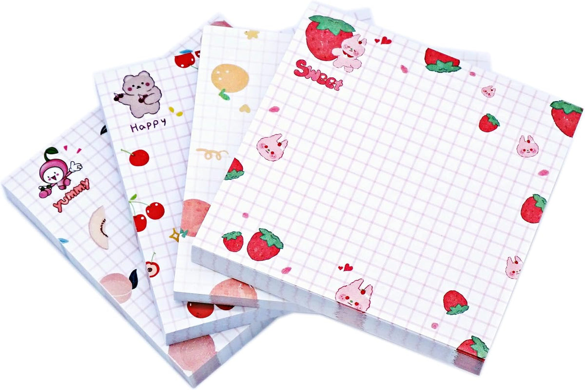 Cute Kawaii Sticky Notes 3.1x3.1in 4Pads 80Sheets/Pad