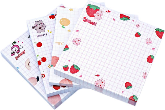 Cute Kawaii Sticky Notes 3.1x3.1in 4Pads 80Sheets/Pad