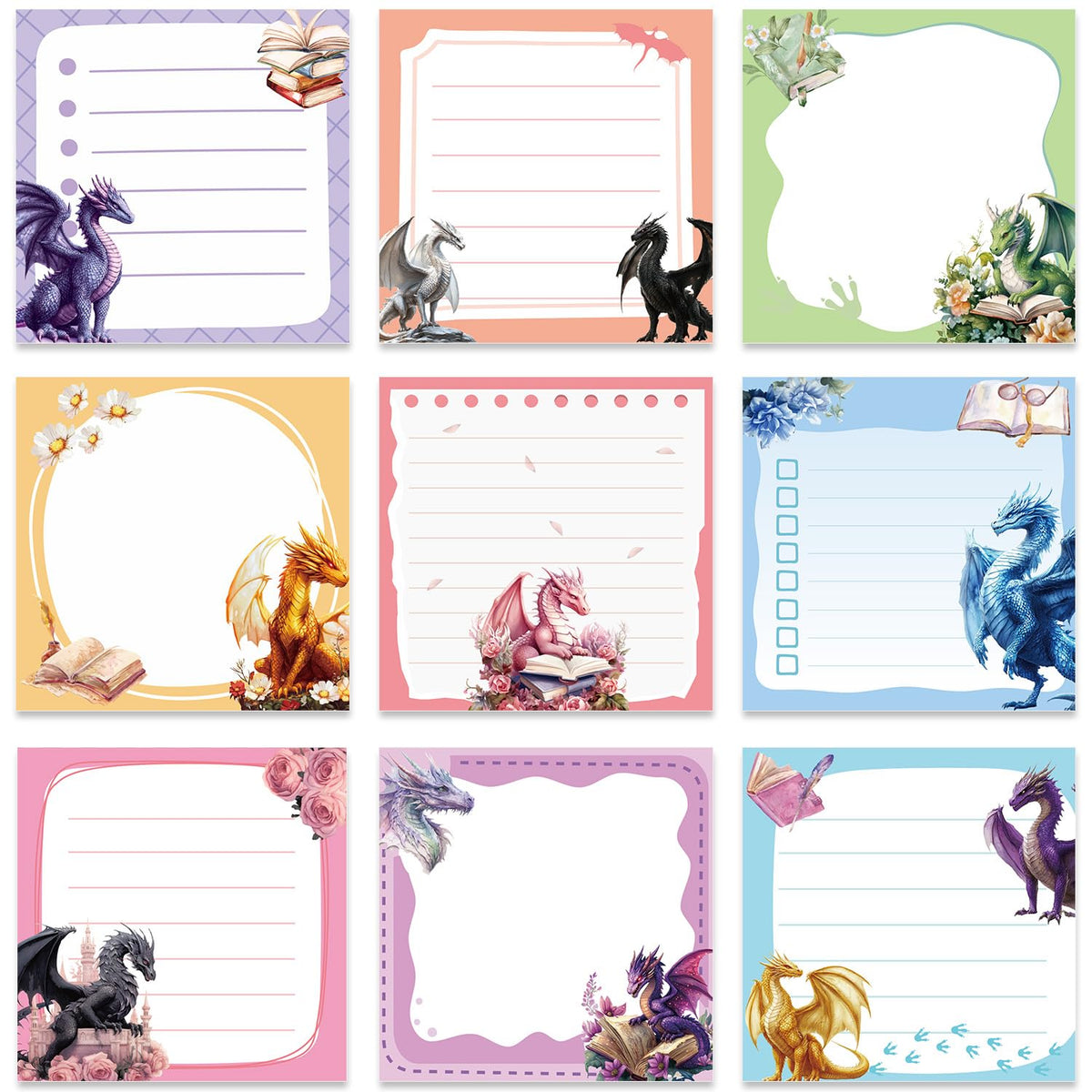 Frog Sticky Notes 3x3 Cute Animal Stationery 9-Pack