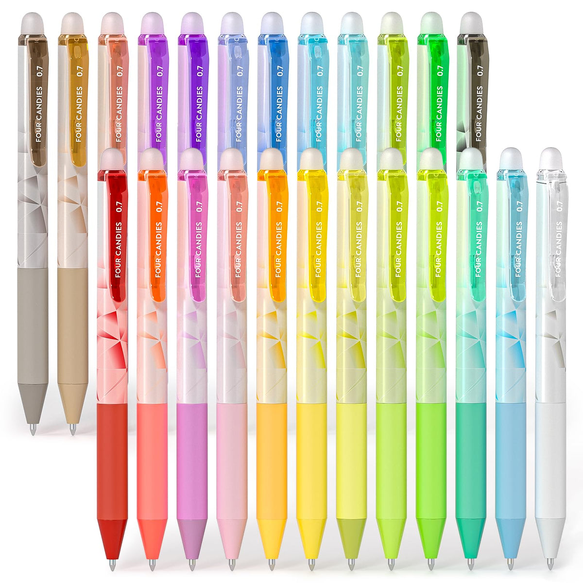 Four Candies Retractable Erasable Gel Pen, Fine Point, 0.7mm, 12 Colors