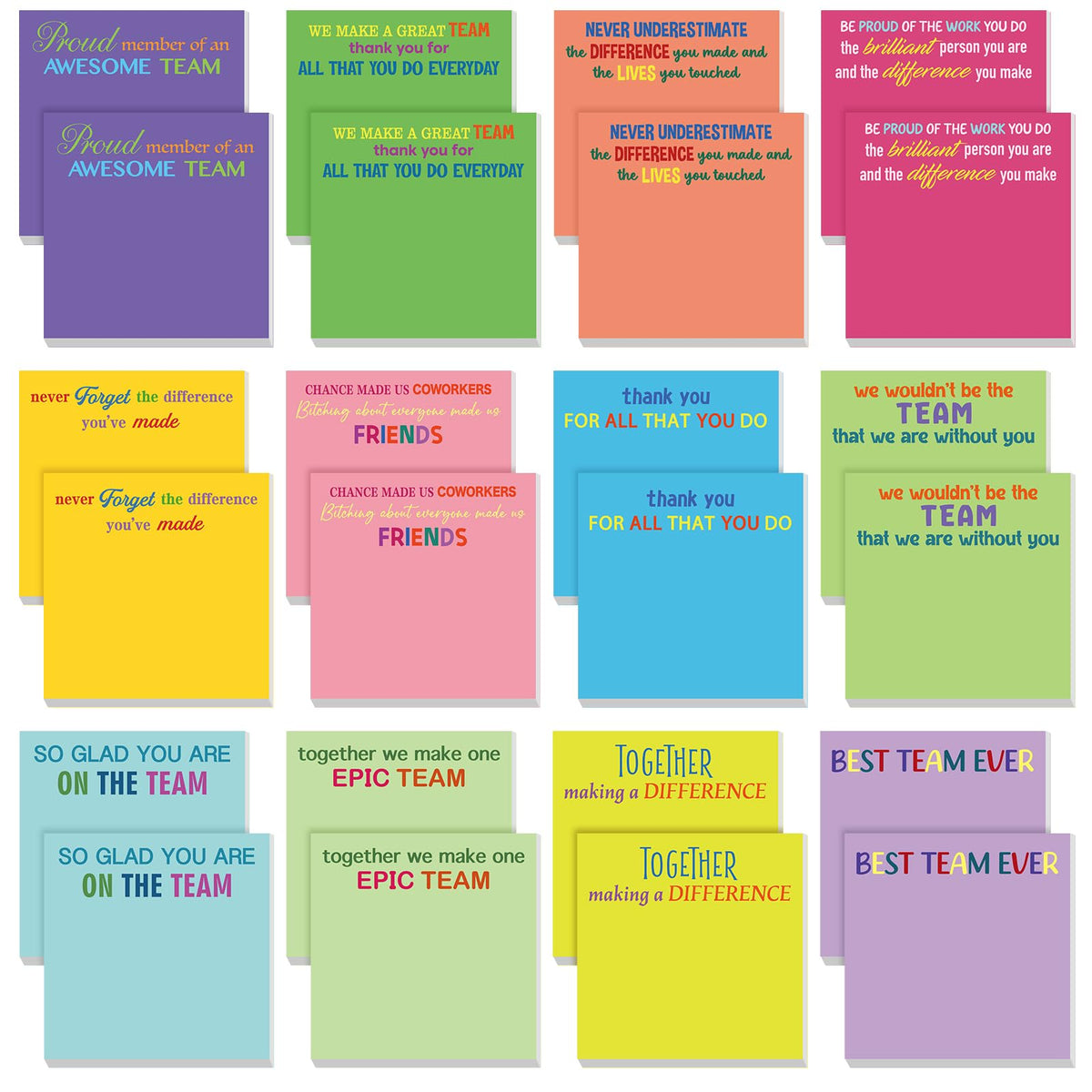 Yinder 24 Pcs Inspirational Sticky Notes Gifts, Appreciation, Multicolor