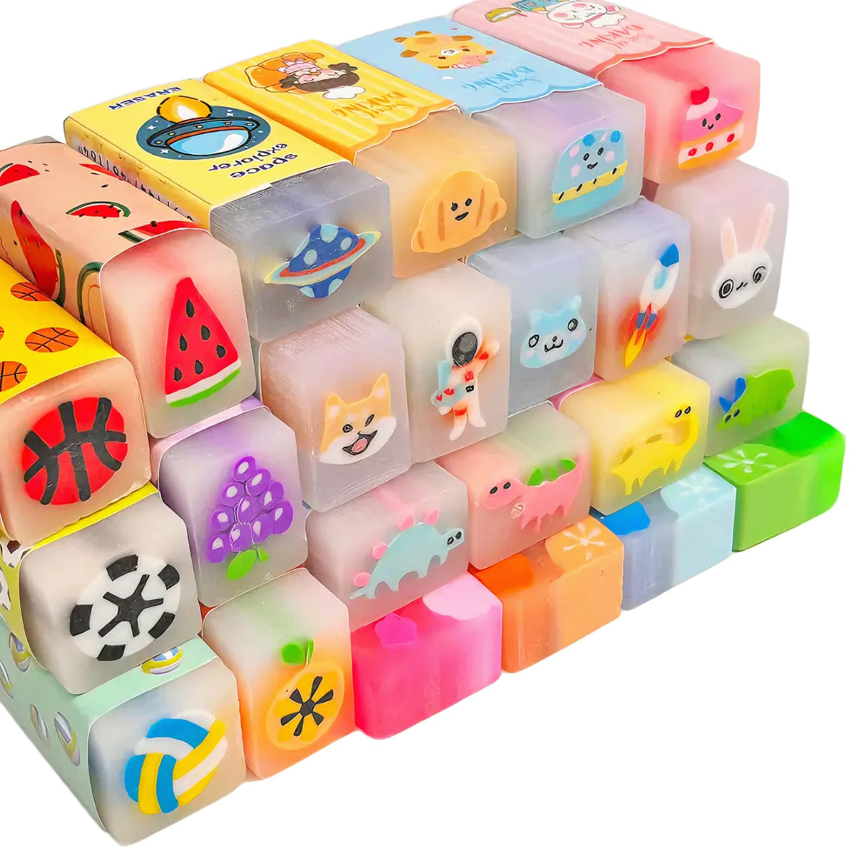 23PCS Big Fun Cute Animal Fruit Pencil Erasers for Kids Bulk