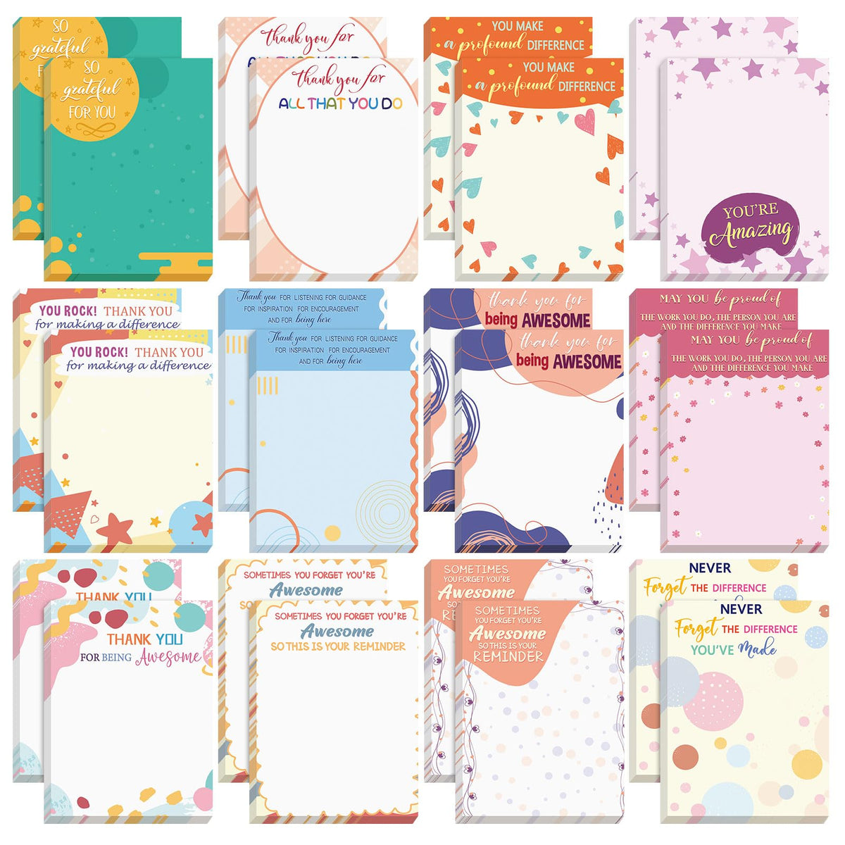 Yinder 24 Pcs Inspirational Sticky Notes Gifts, Appreciation, Multicolor