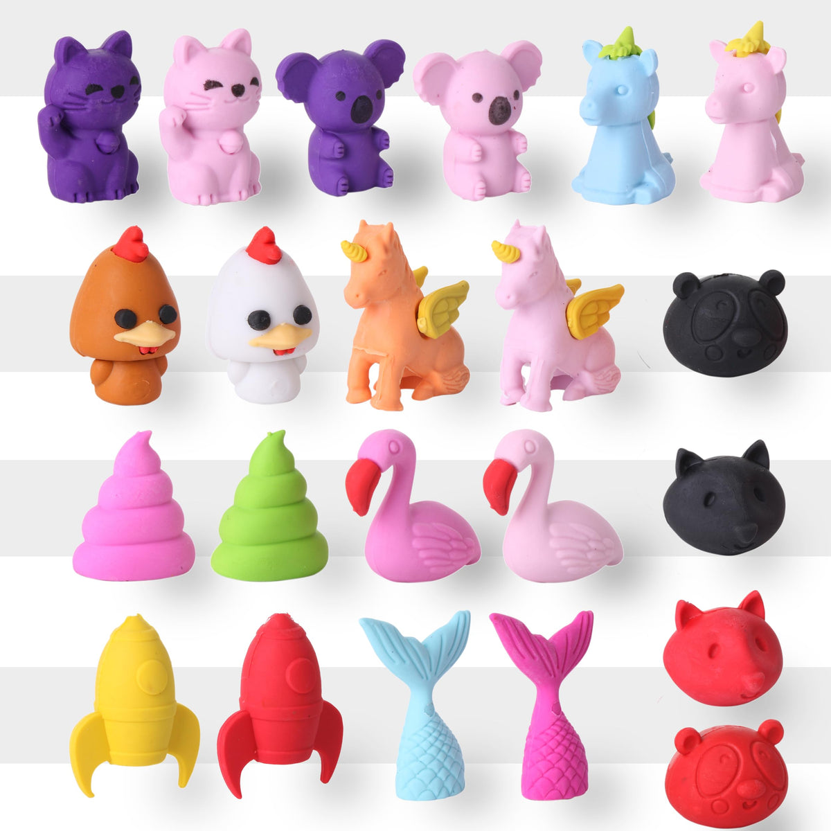 Mr. Pen- Animal Pencil Top Eraser, 20 Pack, 5 Assorted Styles