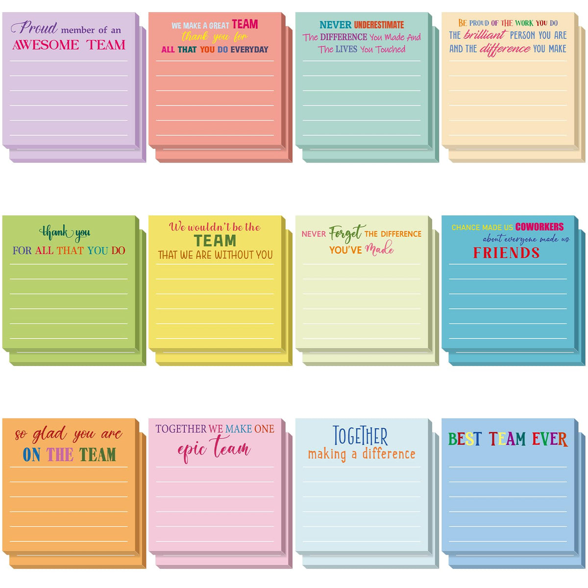 Yinder 24 Pcs Inspirational Sticky Notes Gifts, Appreciation, Multicolor