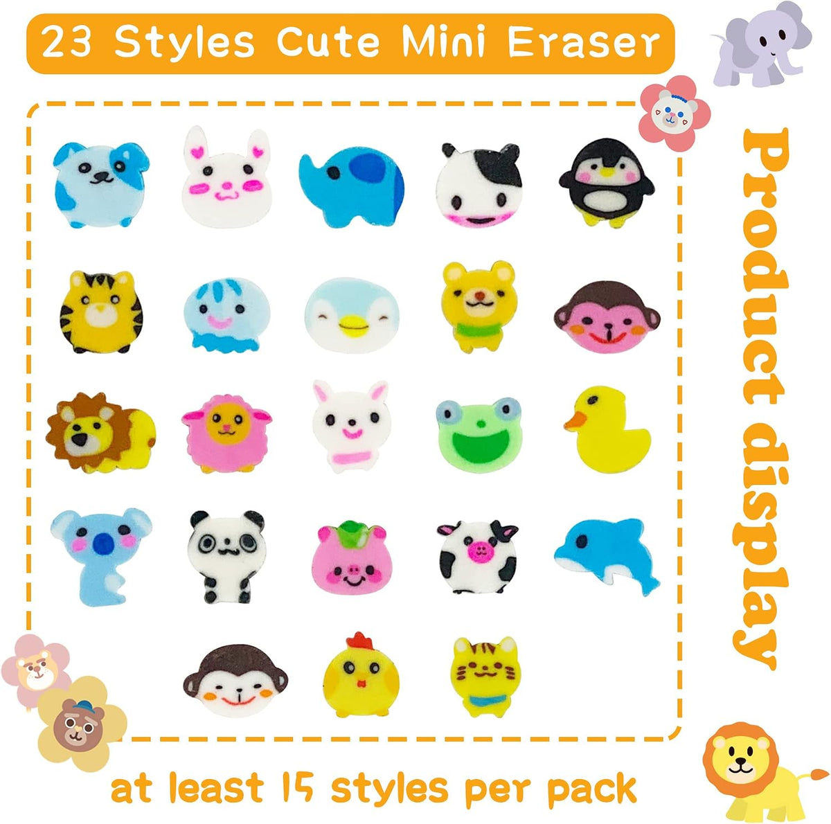 300 Pieces Animal Mini Erasers Assortment Novelty Pencil Erasers Bulk for Rewards Prizes Gift Filler