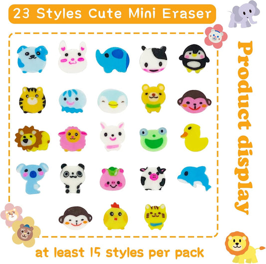 300 Pieces Animal Mini Erasers Assortment Novelty Pencil Erasers Bulk for Rewards Prizes Gift Filler