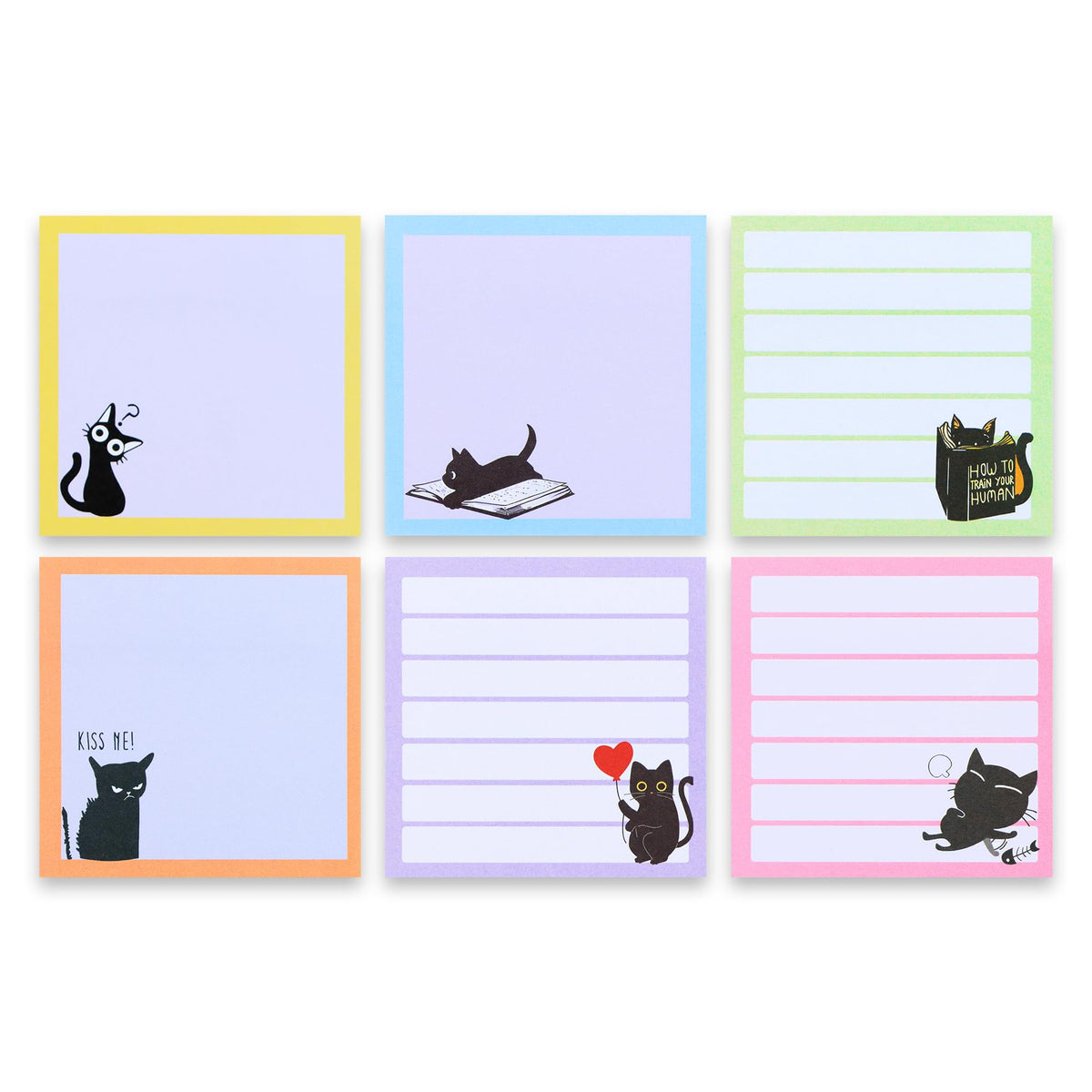 12 Pads Cute Sticky Notes - Kawaii Kitty Animal Note Pads Bulk, Fun Feline Cartoon Self-Adhesive Memo Tabs & Page Markers, Unique Stationery Gift for Veterinary Office, School & Party Supplies