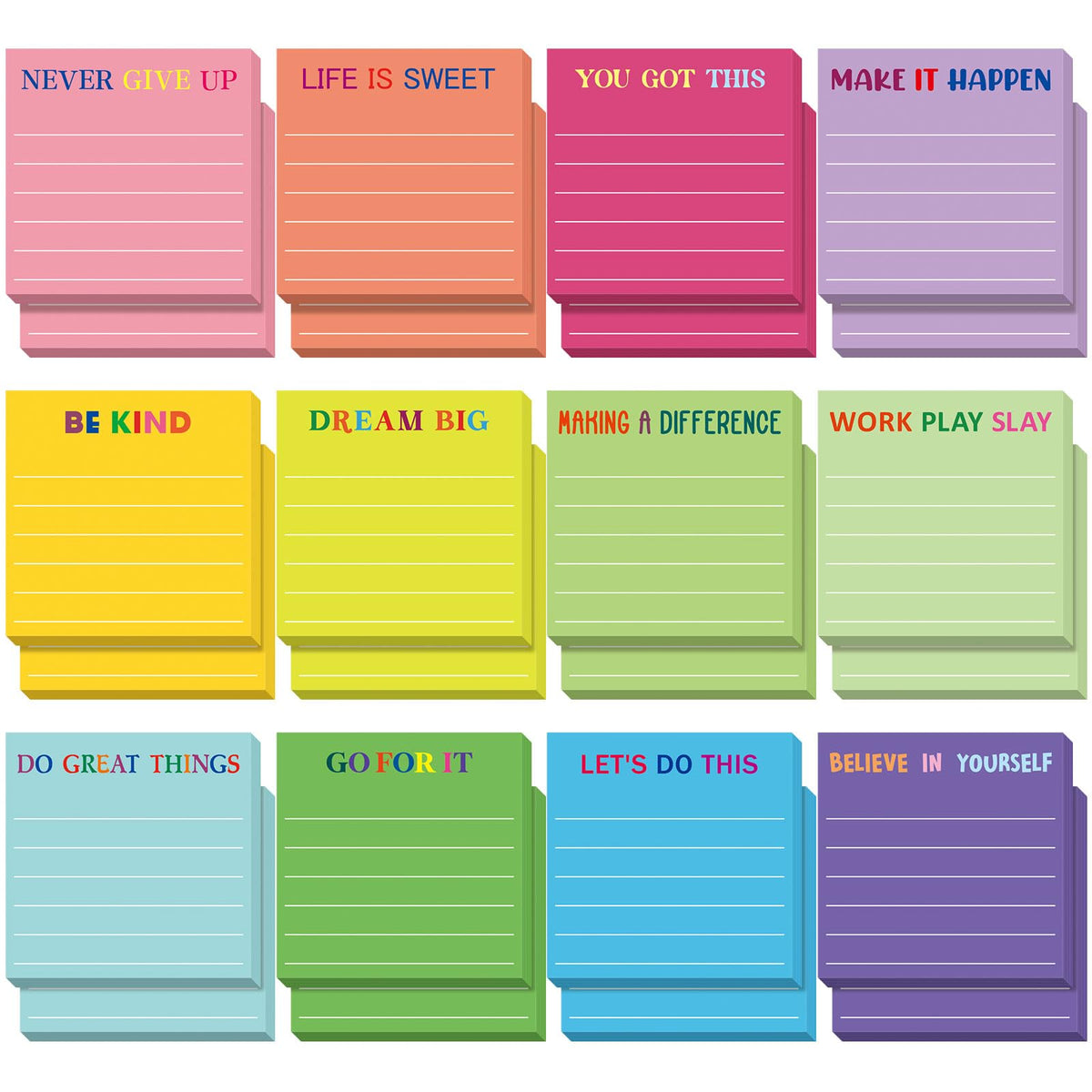 Yinder 24 Pcs Inspirational Sticky Notes Gifts, Appreciation, Multicolor