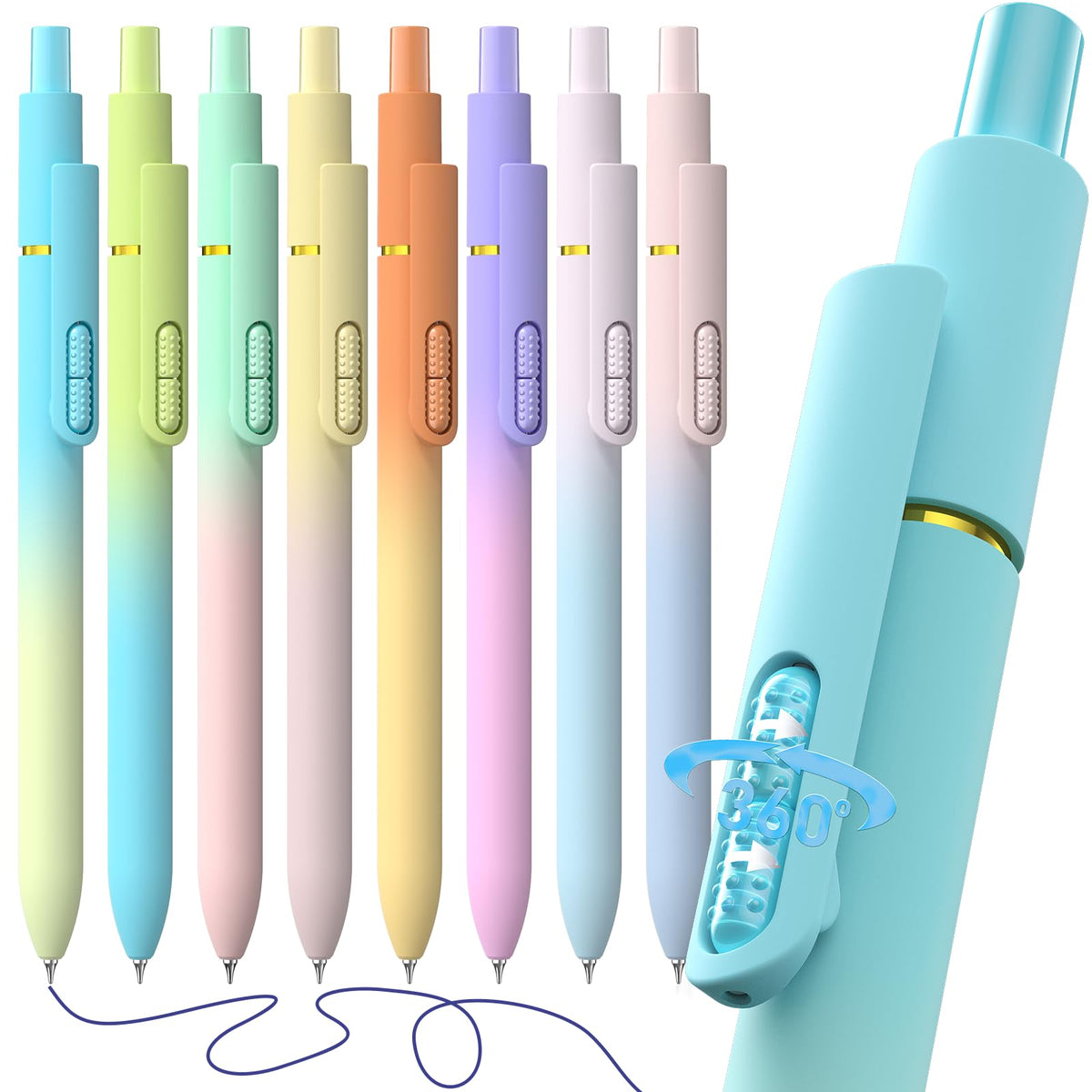 Hiacry 8 Pack Colored Gel Pens - 0.7mm Fine Point Colorful Ink Fidget Pens
