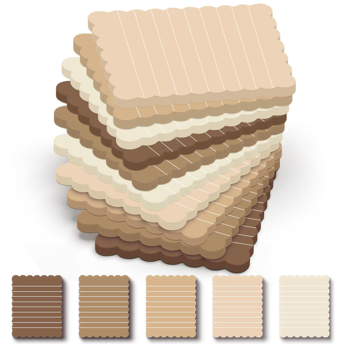 Epakh 10 Pack Scalloped Line Sticky Notes, Gradient Pink Pads, 3 x 4 Inch