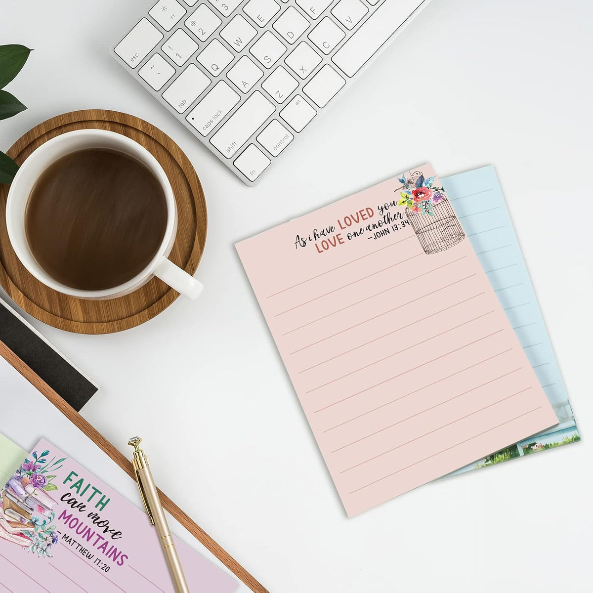 Gersoniel 8 Pack Bible Verse Notepads Christian Sticky Notes,Fresh Style
