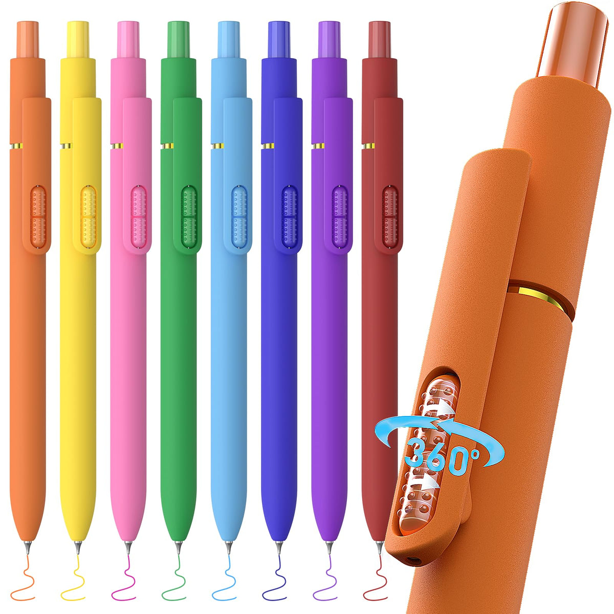 Hiacry 8 Pack Colored Gel Pens - 0.7mm Fine Point Colorful Ink Fidget Pens