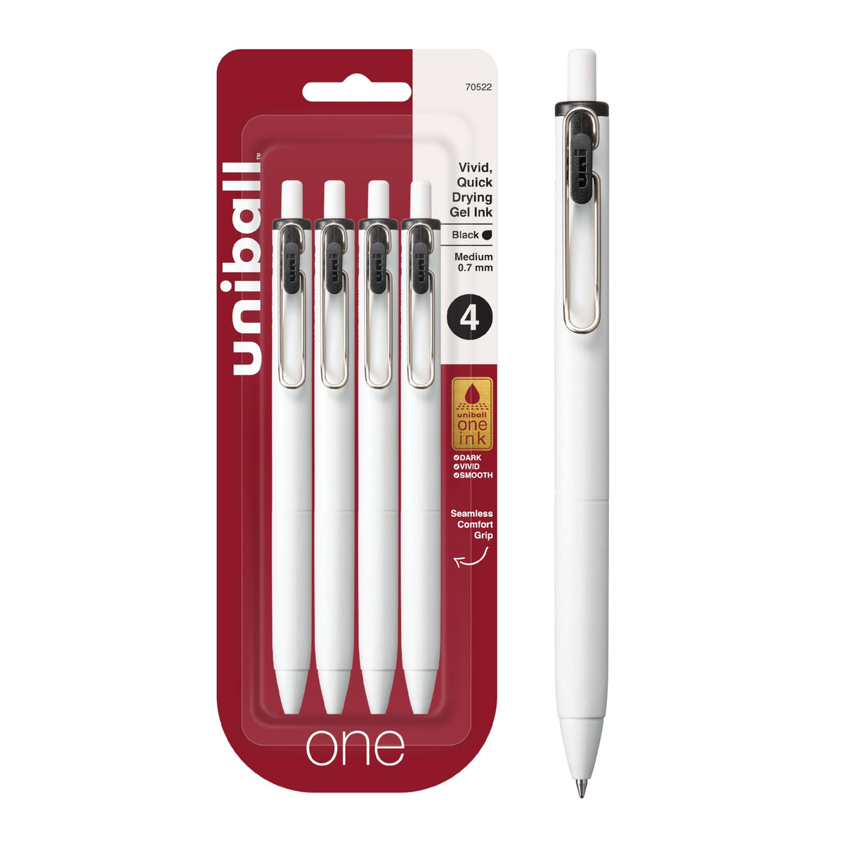 uniball™ one Gel Pens, Medium Point (0.7mm), Assorted Ink, 5 Pack