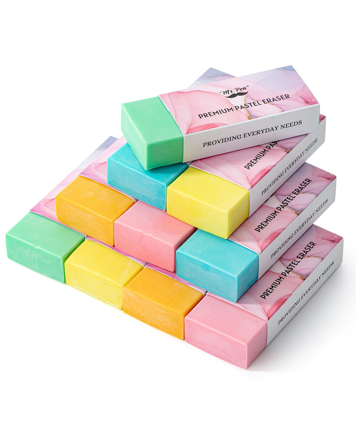 Mr. Pen- Pencil Eraser, 10 Pack, Pastel Colors