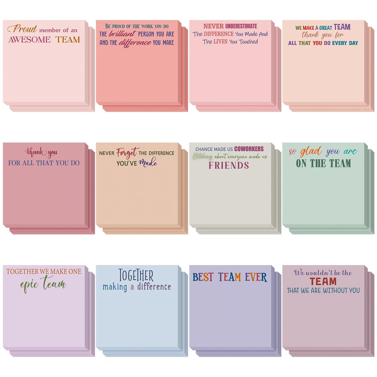 Yinder 24 Pcs Inspirational Sticky Notes Gifts, Appreciation, Multicolor