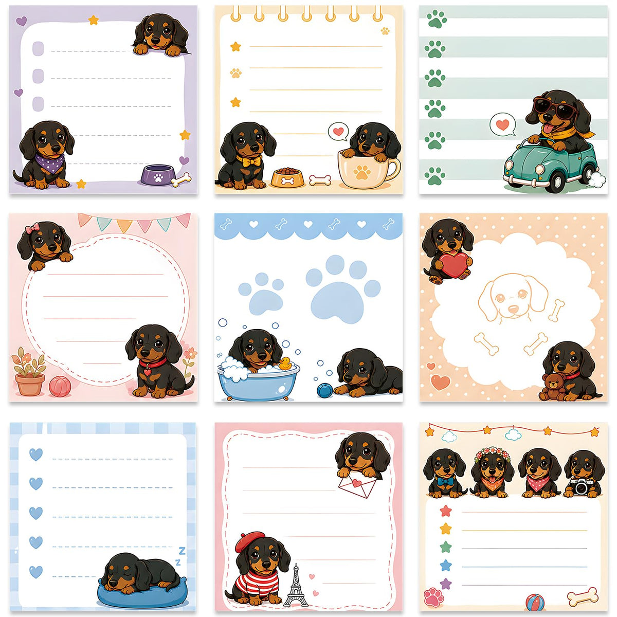 Funny Cat Sticky Notes 3x3 Gifts Cat Lovers 9-Pack