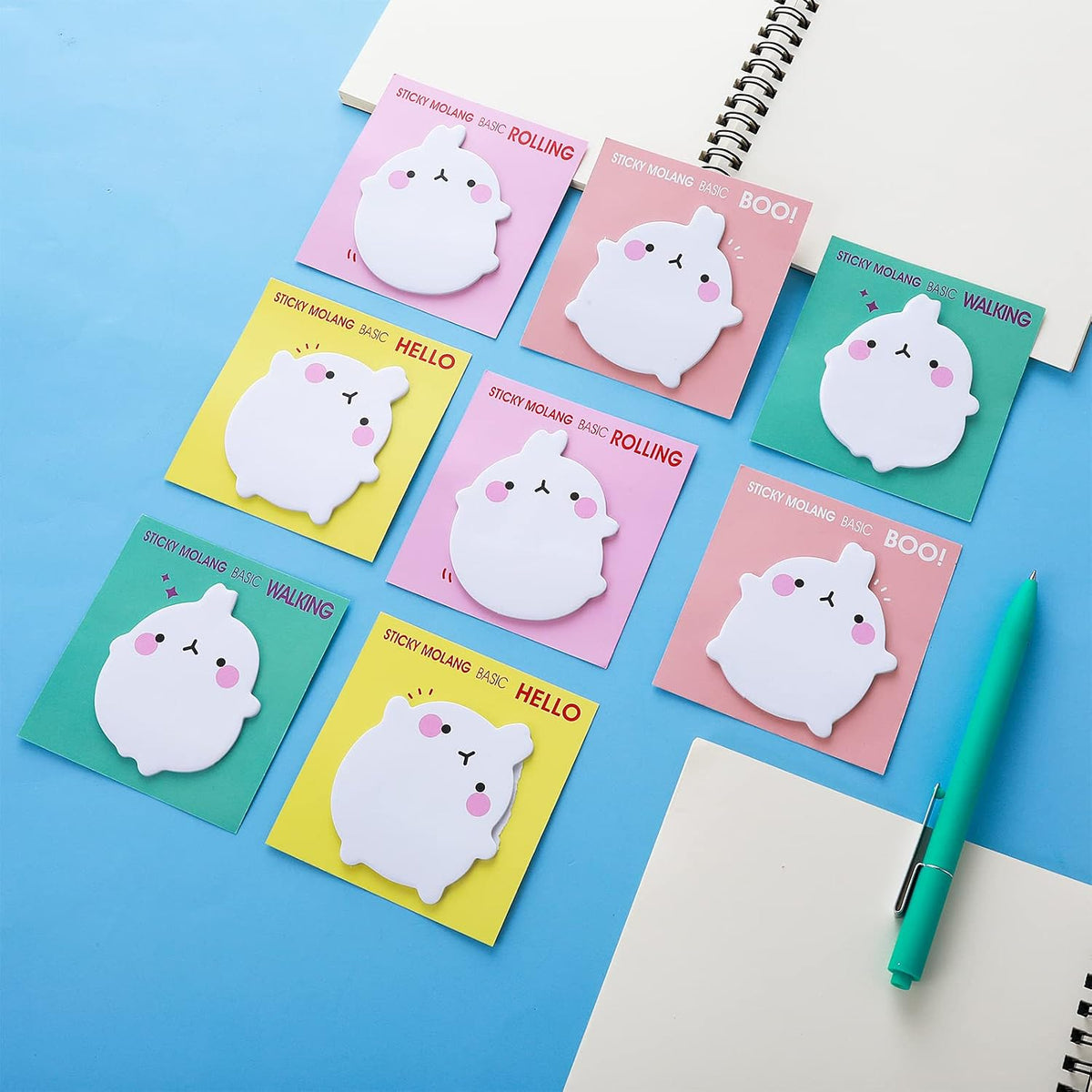 cobee Cute Animal Self Stick Notes,8 Pack Kawaii Rabbit Sticky Notes Pad Cartoon Memo Pads Markers Flags Students Home Office Roommates Gifts Tab Supplies 160 Sheets
