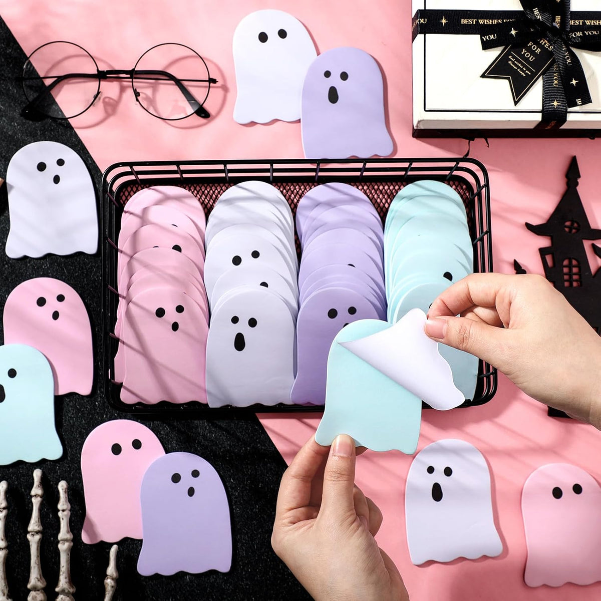 Zhanmai 1200 Pcs Halloween Ghost Sticky Notes Bulk