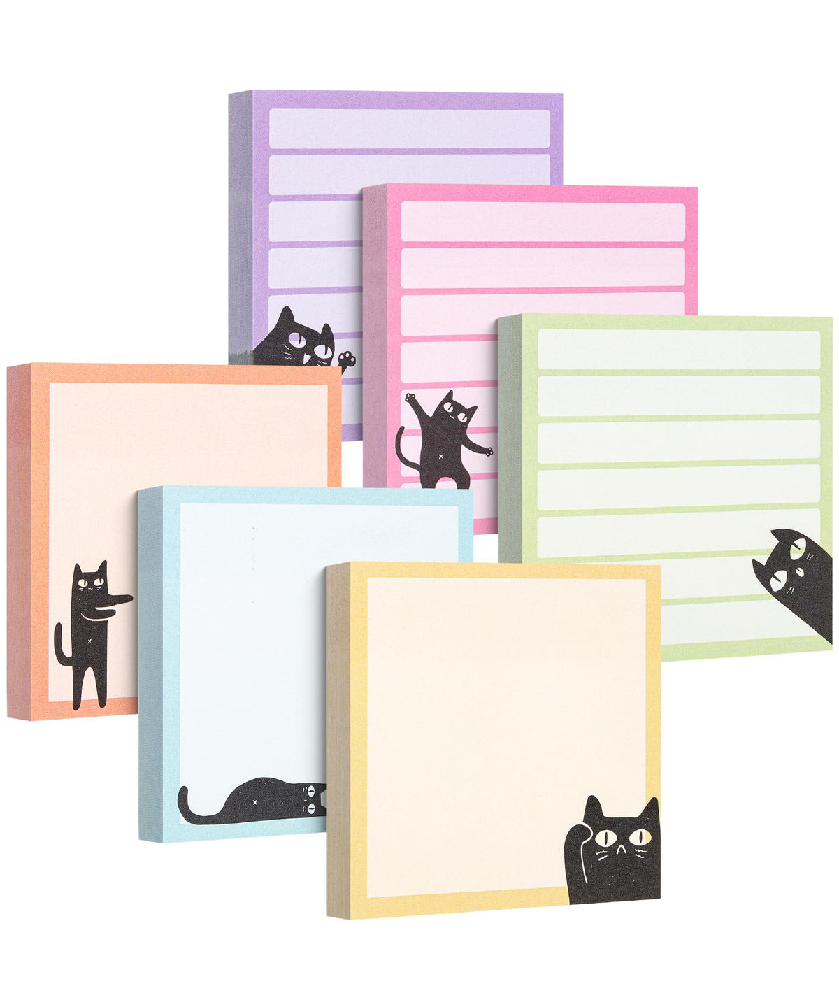 Mr. Pen- Black Cat Sticky Notes Set Bulk, 3" x 3", 12 Pads, 900 Sheets