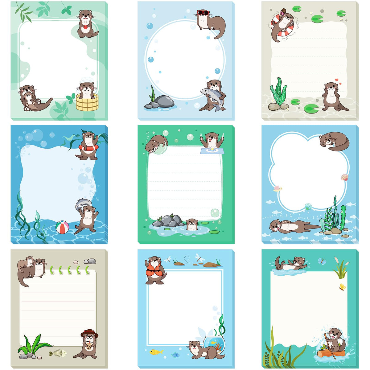 Sabary 9 Pads Cute Sticky Notes 3.15 x 3.94 Inch for School
