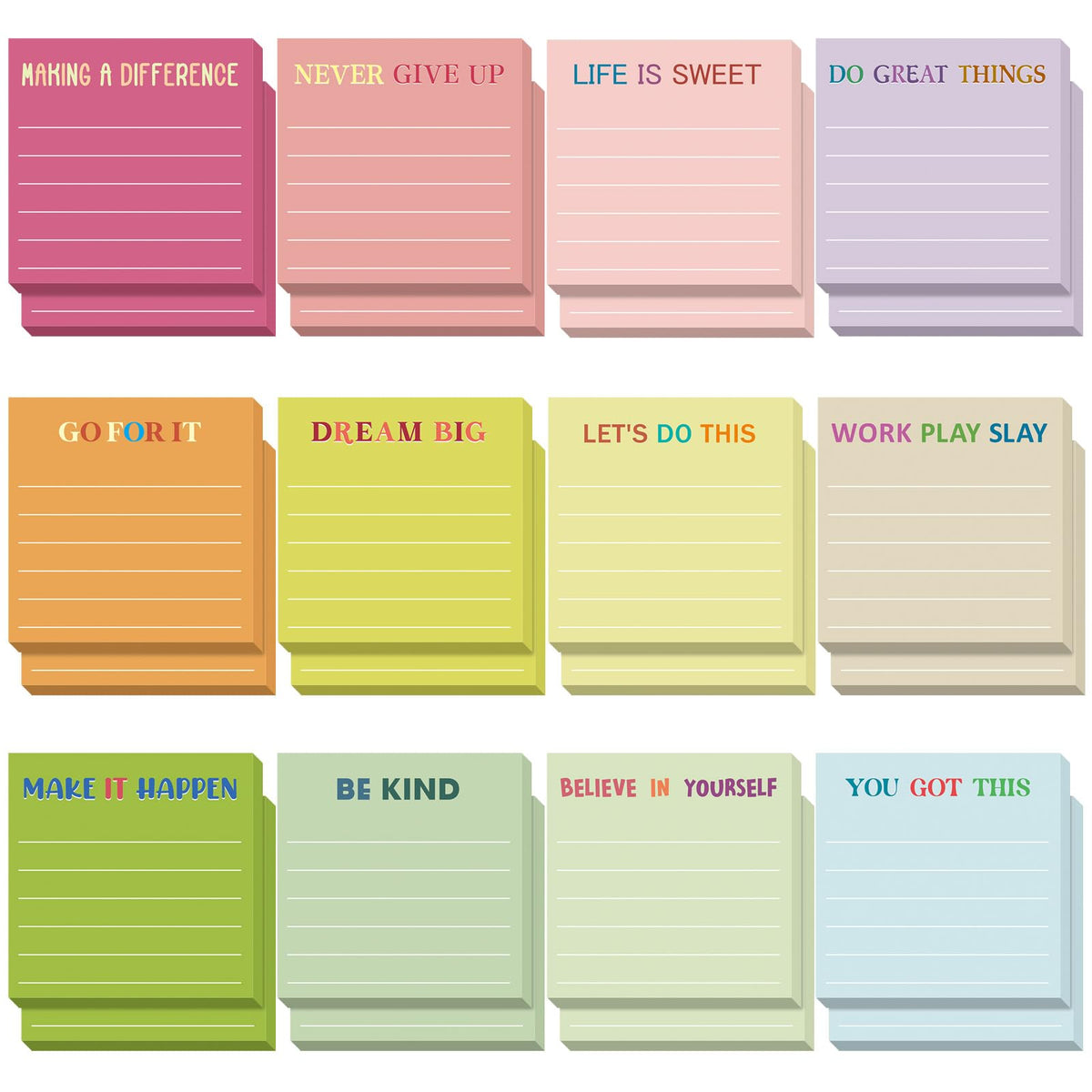Yinder 24 Pcs Inspirational Sticky Notes Gifts, Appreciation, Multicolor