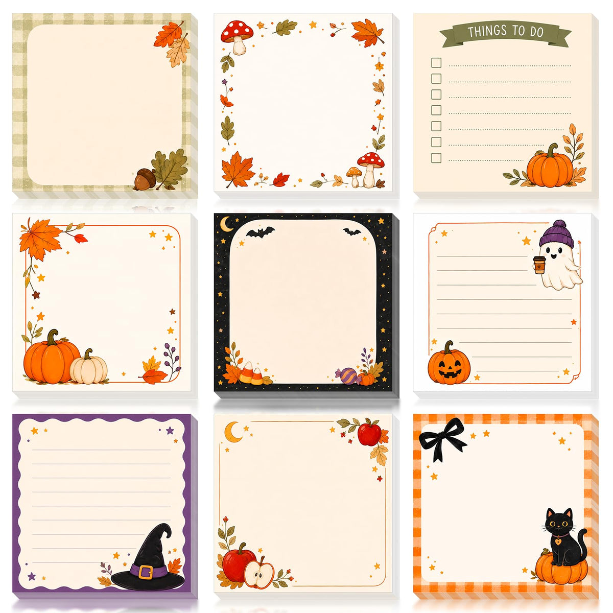 9 Pieces Bee Sticky Notes 3x3 Inch Cute Bee Note Pads Adesive Bee Memo Notes for School Office Home Supplies Students Teachers Gift