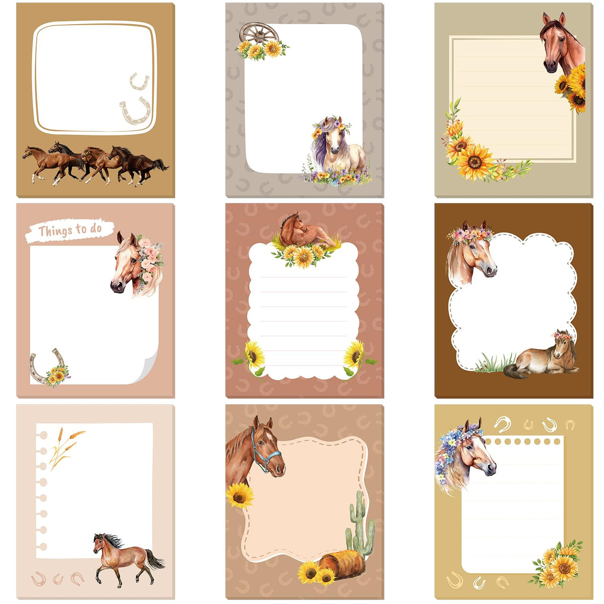 Sabary 9 Pads Cute Sticky Notes 3.15 x 3.94 Inch for School