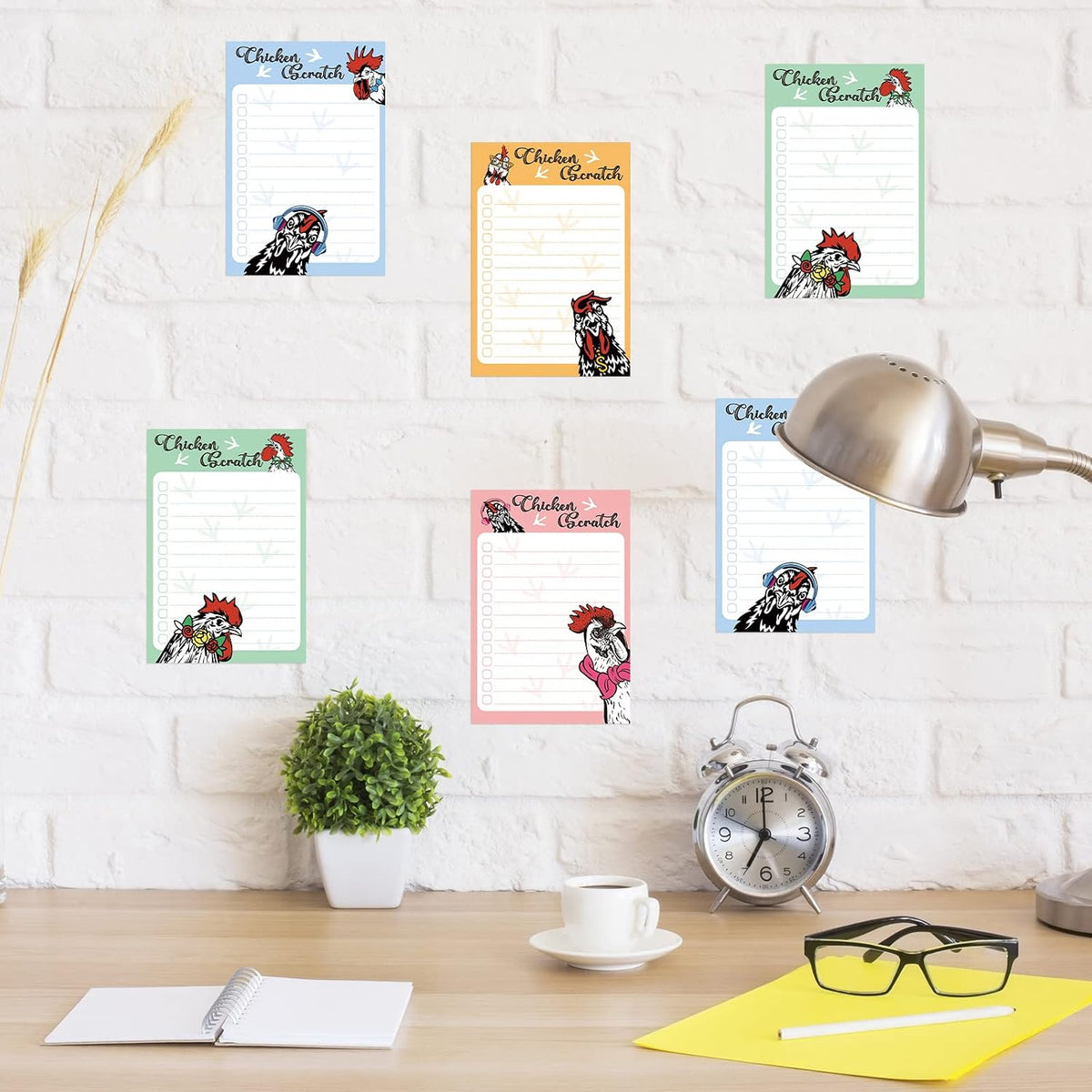 Geyee 4 Pads Chicken Sticky Notes 4" x 6" Funny Animal Sticky Notes
