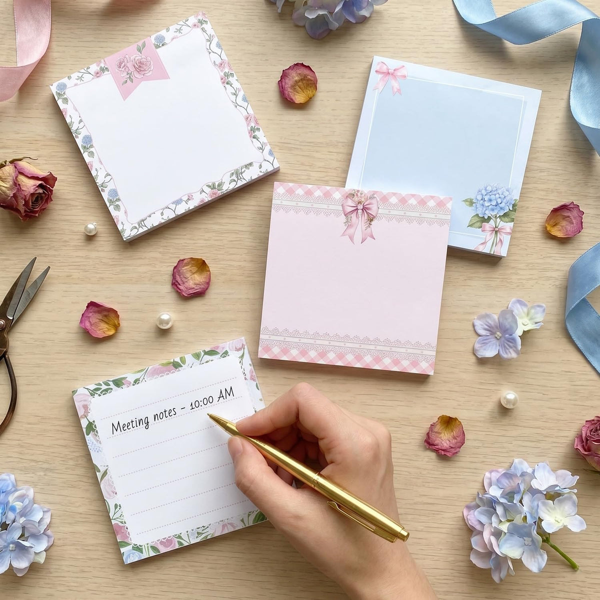 Pink Blue Aesthetic Sticky Notes 3x3 Gifts for Students 9-Pack