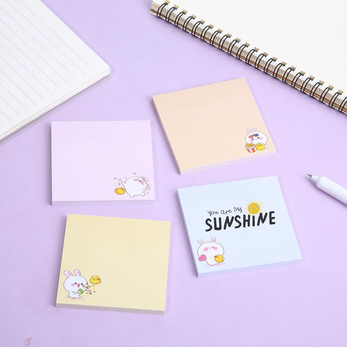 Mr. Pen- Aesthetic Sticky Notes, 3"x3", 8 Pads, 400 Sheets, 4 Designs