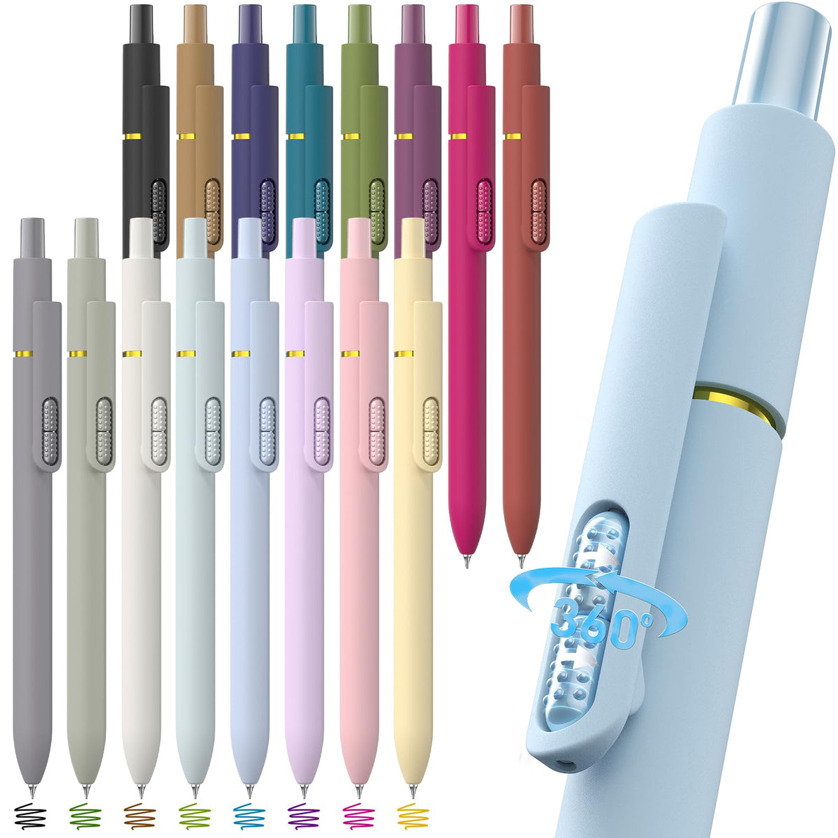 Hiacry 8 Pack Colored Gel Pens - 0.7mm Fine Point Colorful Ink Fidget Pens
