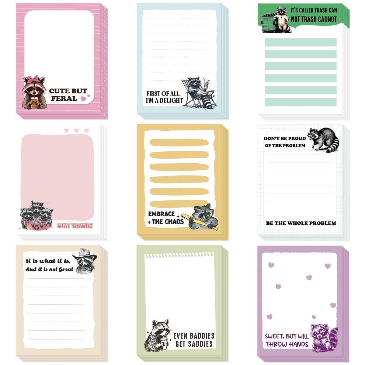 9 Pcs Cute Capybara Sticky Notes, Funny Capybara Self-Adhesive Notes for Women Man, Colorful Positive Sticky NotePads for Teacher Students Office Worker Animal Lovers Gift